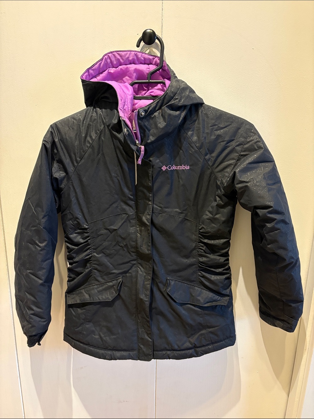 Columbia Black Jacket with Purple Lining